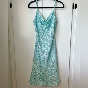 Blue Silky Floral Midi Slip Dress by Reverse Size Small